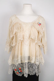 Early 2000s Twinset Cream Ruffled Top - M