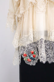 Early 2000s Twinset Cream Ruffled Top - M