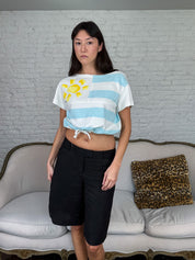 Courrèges 1990s Striped Sun Cropped Tee