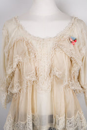 Early 2000s Twinset Cream Ruffled Top - M
