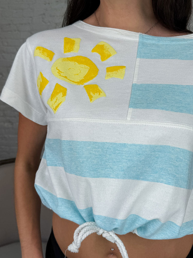 Courrèges 1990s Striped Sun Cropped Tee