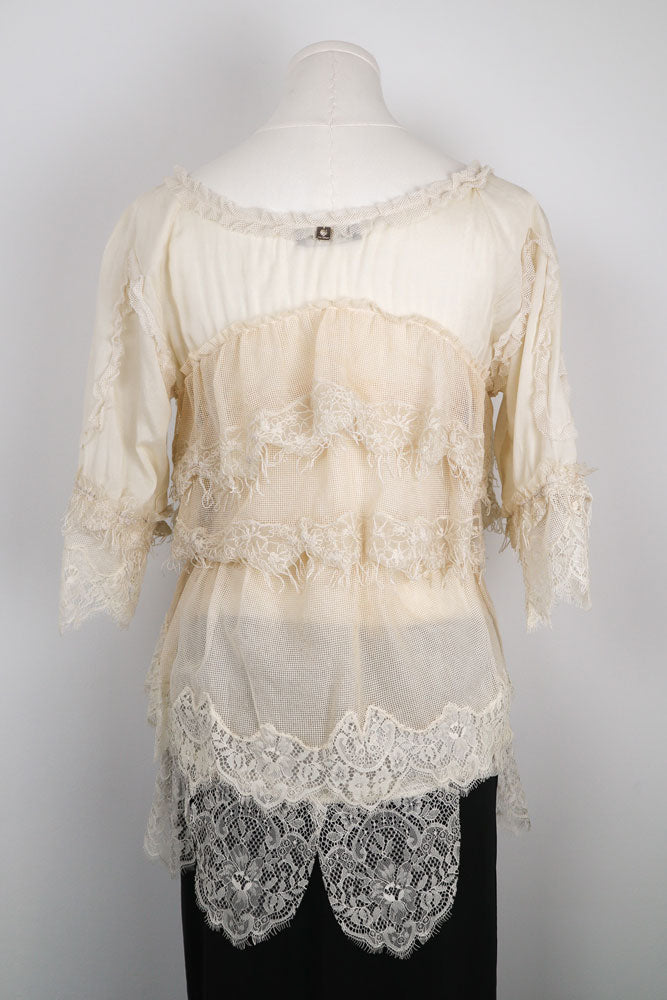 Early 2000s Twinset Cream Ruffled Top - M