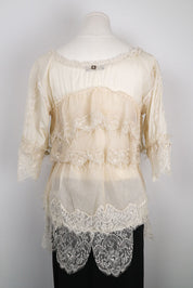 Early 2000s Twinset Cream Ruffled Top - M