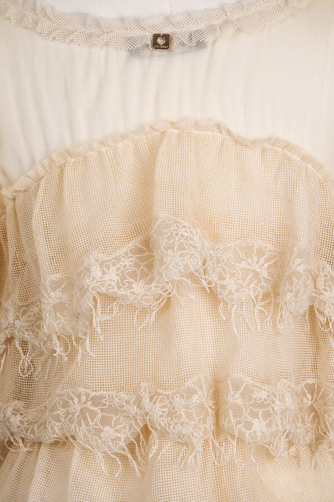 Early 2000s Twinset Cream Ruffled Top - M
