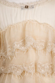 Early 2000s Twinset Cream Ruffled Top - M