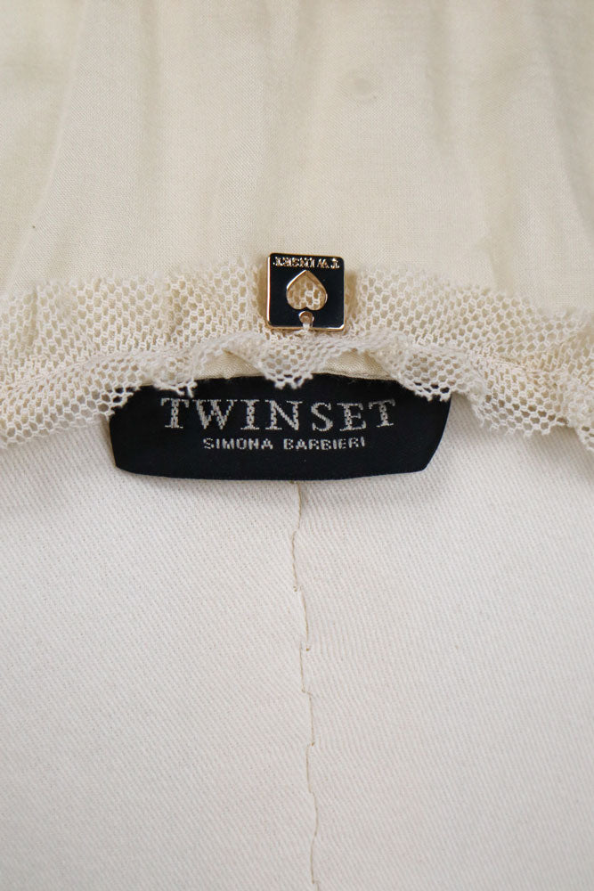Early 2000s Twinset Cream Ruffled Top - M