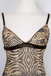 Roberto Cavalli Underwear 2000s Tiger Print Mesh Cami – S/M