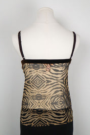 Roberto Cavalli Underwear 2000s Tiger Print Mesh Cami – S/M