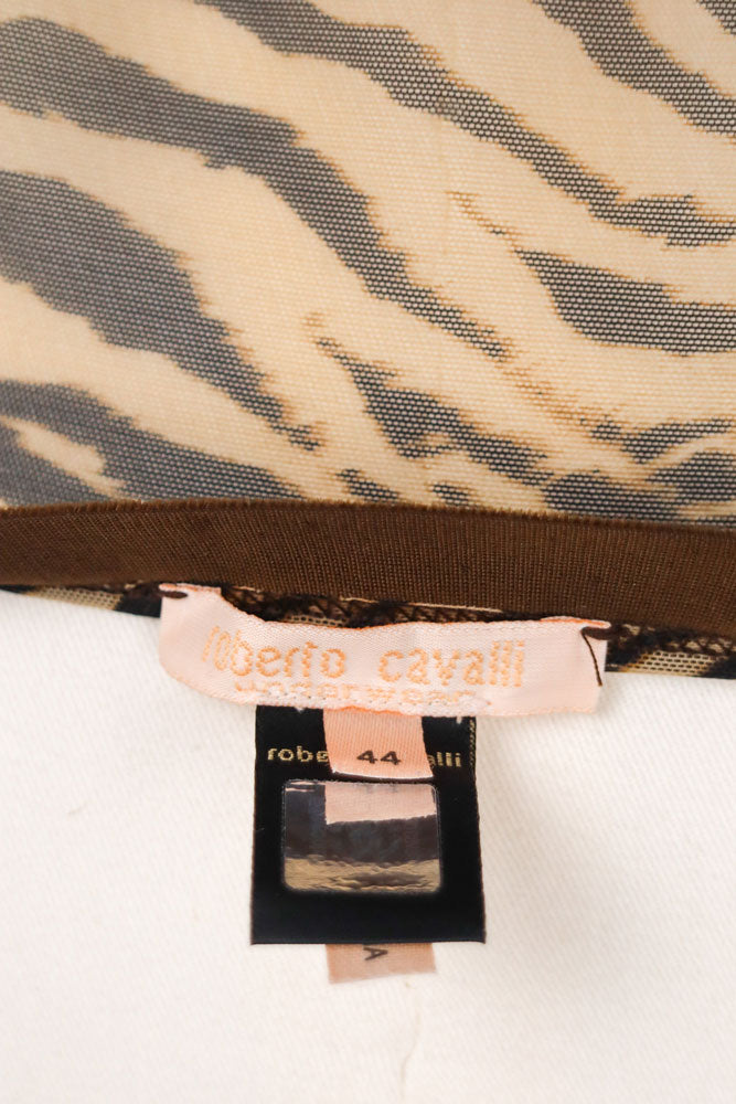 Roberto Cavalli Underwear 2000s Tiger Print Mesh Cami – S/M