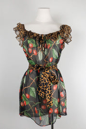 John Galliano F/W 2003 Cherry Leopard Silk Dress – M