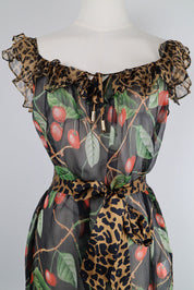 John Galliano F/W 2003 Cherry Leopard Silk Dress – M