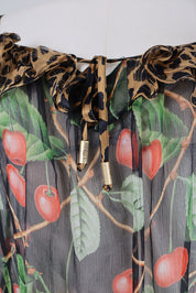 John Galliano F/W 2003 Cherry Leopard Silk Dress – M