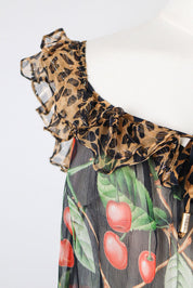 John Galliano F/W 2003 Cherry Leopard Silk Dress – M