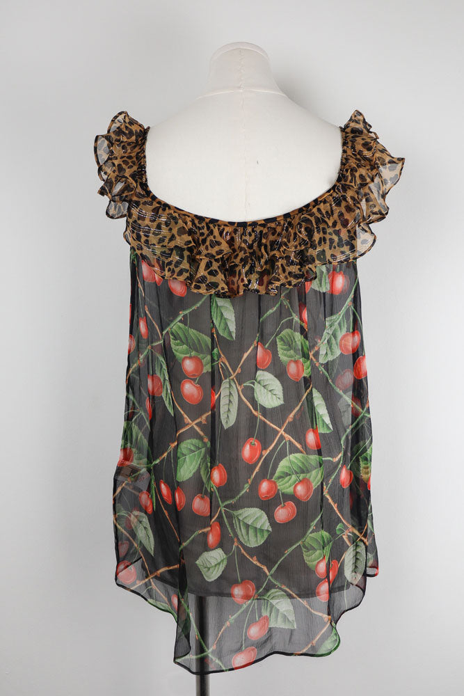 John Galliano F/W 2003 Cherry Leopard Silk Dress – M