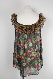 John Galliano F/W 2003 Cherry Leopard Silk Dress – M