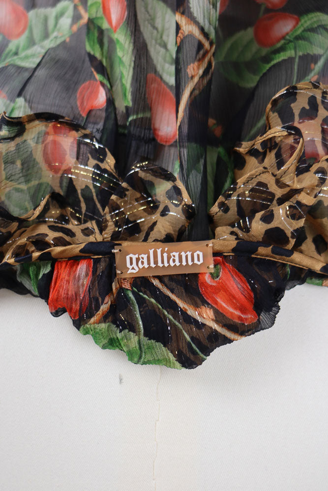 John Galliano F/W 2003 Cherry Leopard Silk Dress – M