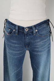 Diesel 2000s Dark Wash Asymmetric Lace-Up Waist Jeans – W26