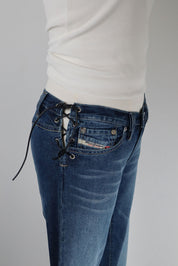 Diesel 2000s Dark Wash Asymmetric Lace-Up Waist Jeans – W26
