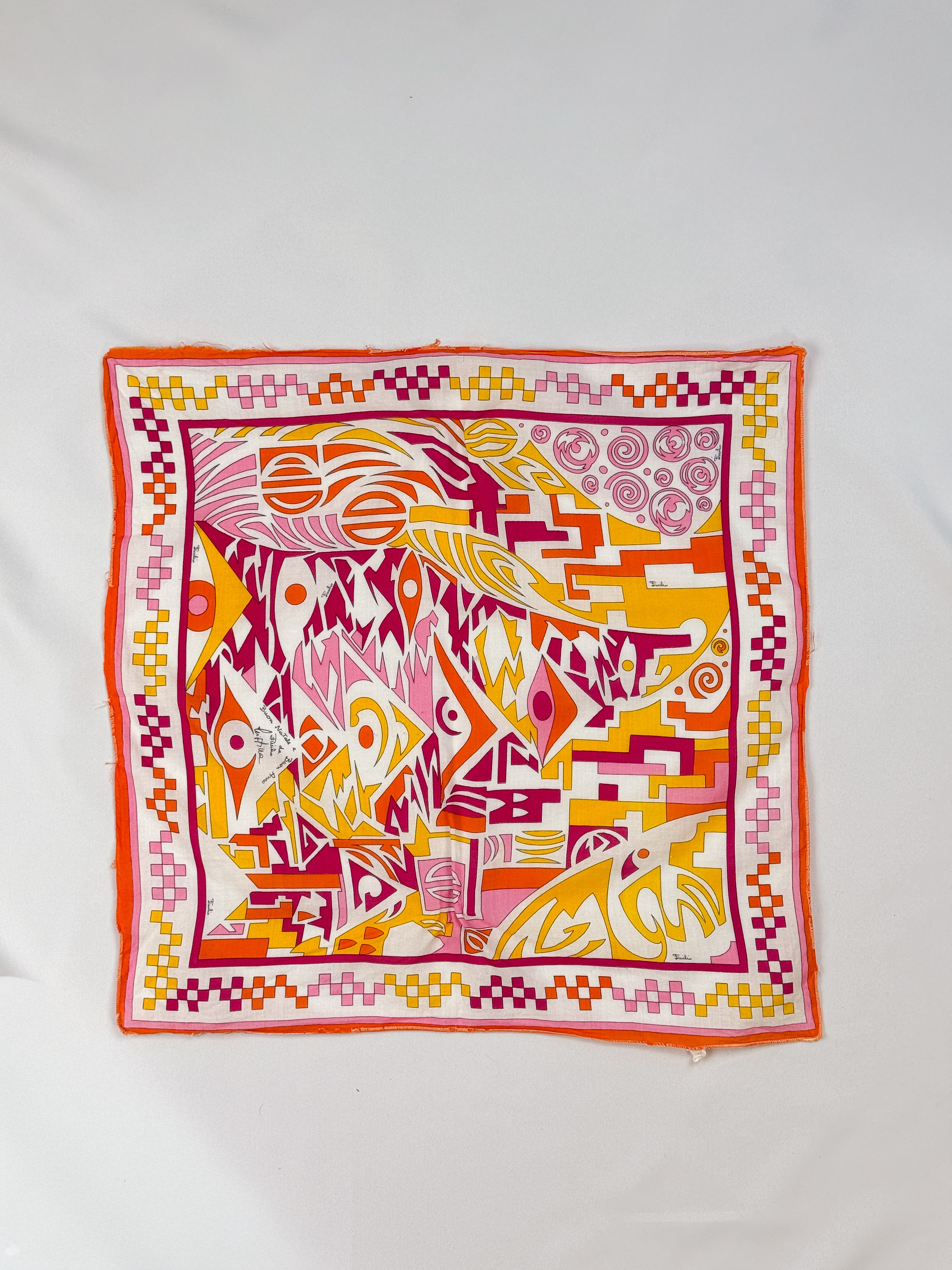 Emilio Pucci 1960s-70s Psychedelic Geometric Print Scarf