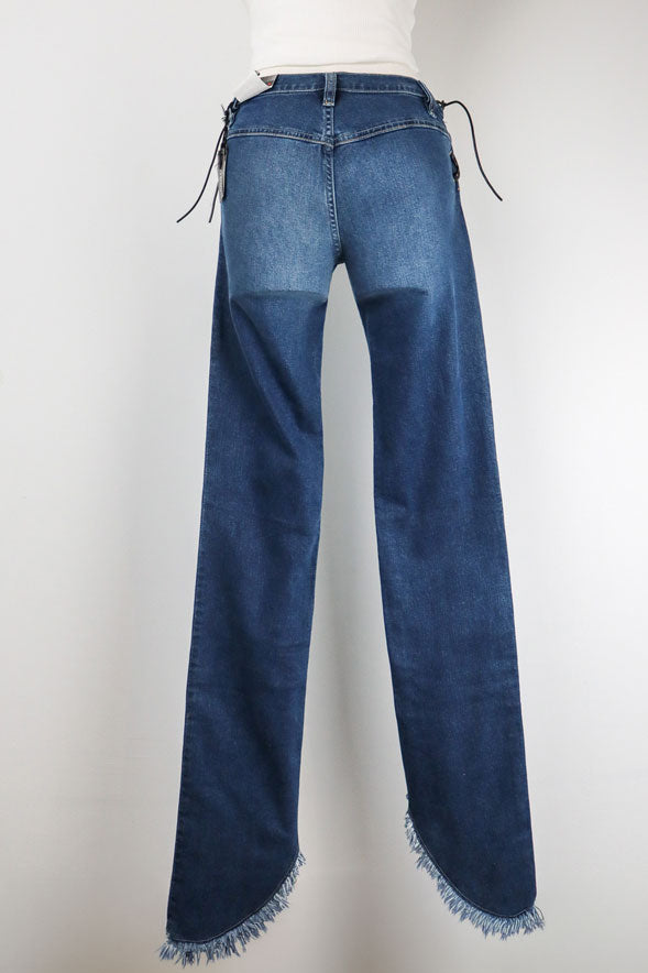 Diesel 2000s Dark Wash Asymmetric Lace-Up Waist Jeans – W26