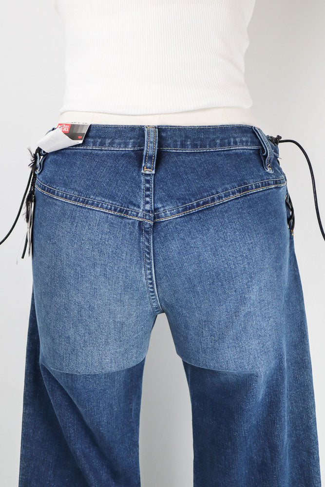 Diesel 2000s Dark Wash Asymmetric Lace-Up Waist Jeans – W26
