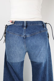 Diesel 2000s Dark Wash Asymmetric Lace-Up Waist Jeans – W26