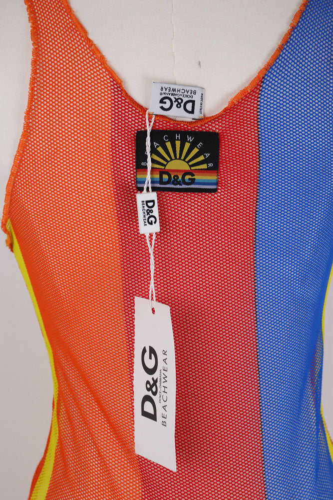 D&G Dolce & Gabbana 1990s Beachwear Multicolor Mesh Dress