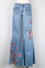 D&G 2000s Light Wash Floral Patch Flare Jeans – 27