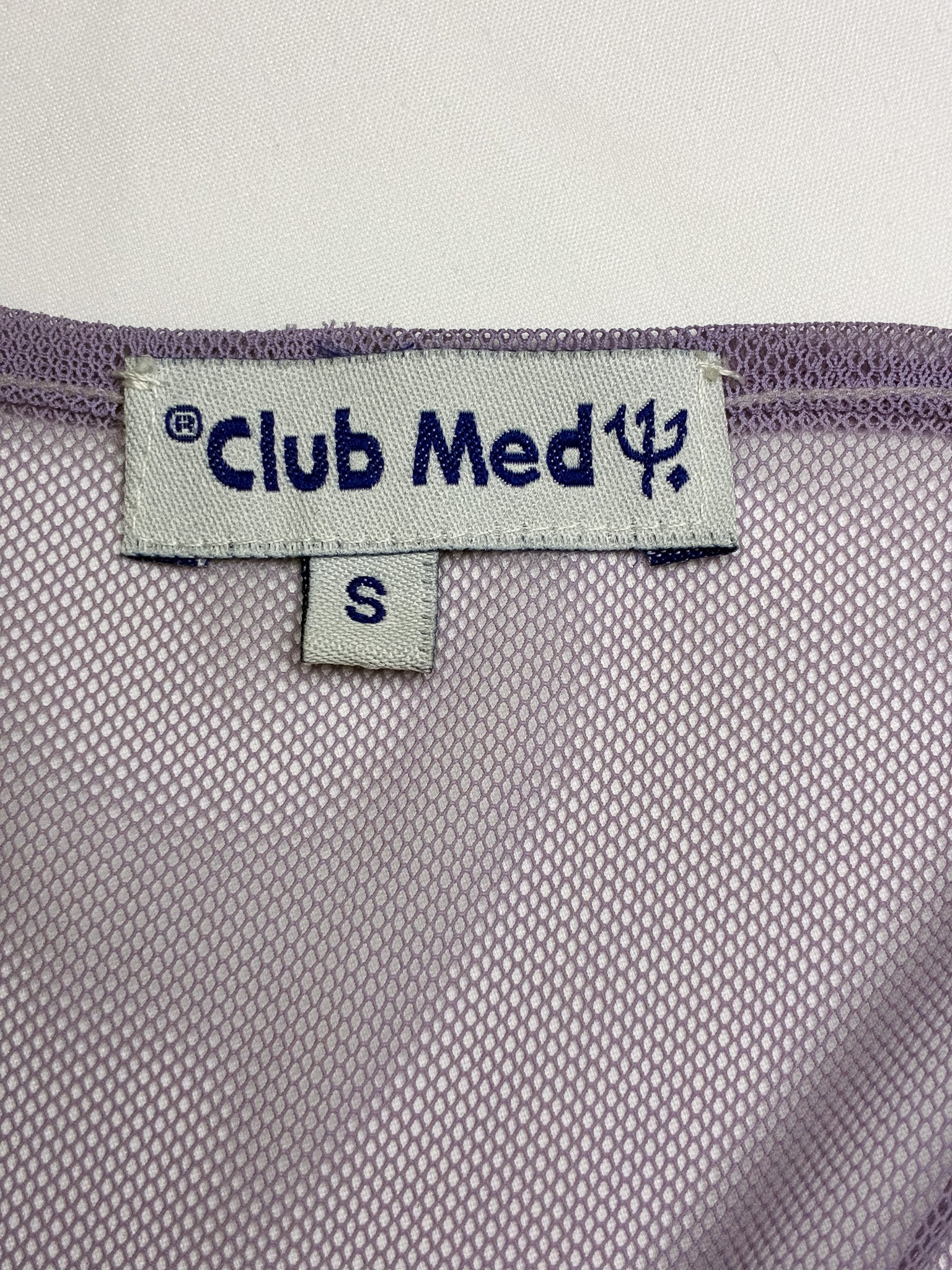 Club Med 1990s Lilac Beaded Floral Mesh Tank - S