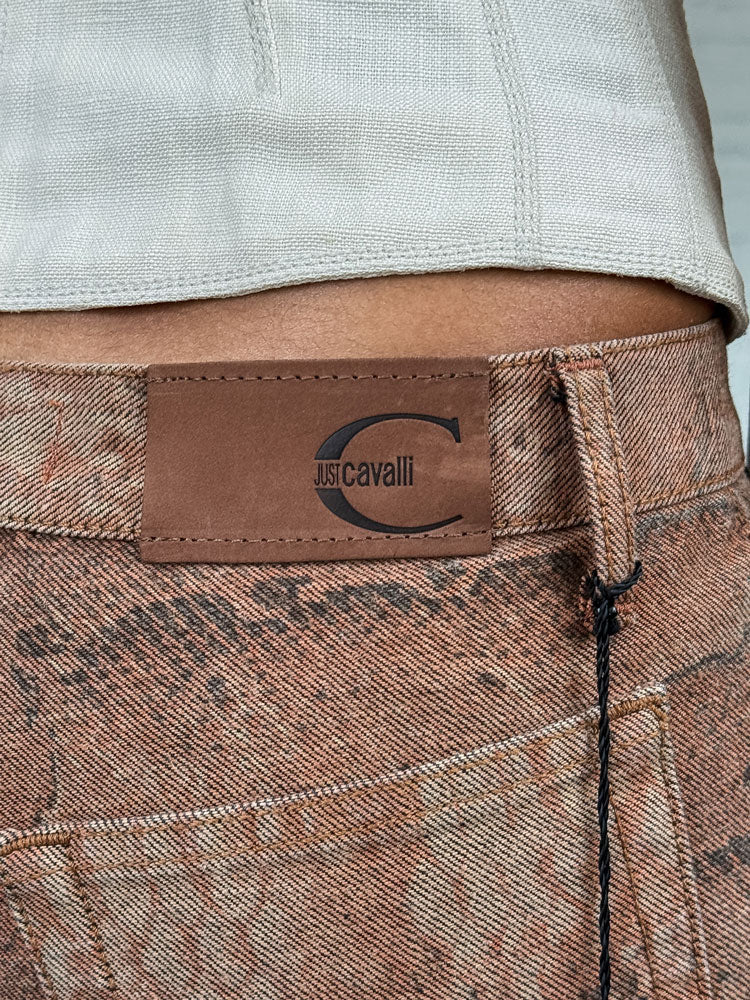 Just Cavalli 2000s Brown Python-Print Jeans