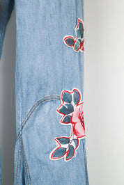 D&G 2000s Light Wash Floral Patch Flare Jeans – 27