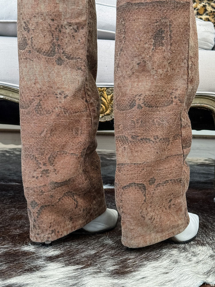 Just Cavalli 2000s Brown Python-Print Jeans