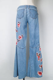 D&G 2000s Light Wash Floral Patch Flare Jeans – 27