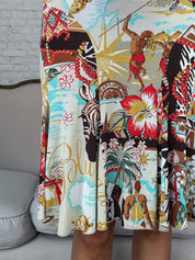 Blumarine 2000s Multicolor Africa Print Sleeveless Dress