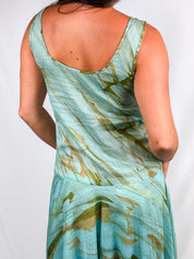 Livio De Simone 2000s Aqua Hand-Painted Drop-Waist Dress - L