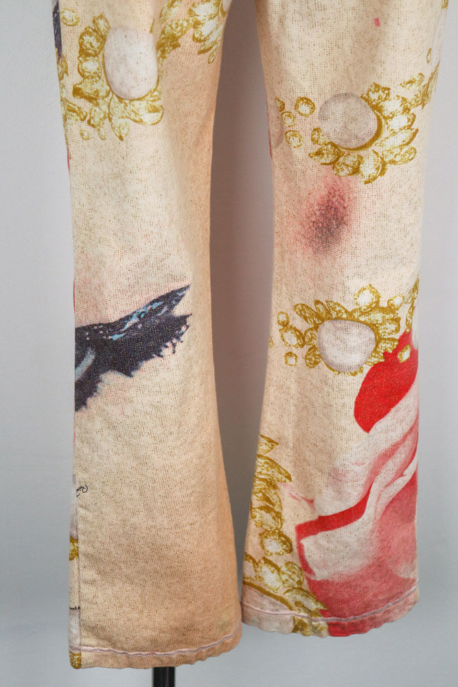 Roberto Cavalli 2001 Eye and Rose Printed Jeans – 30