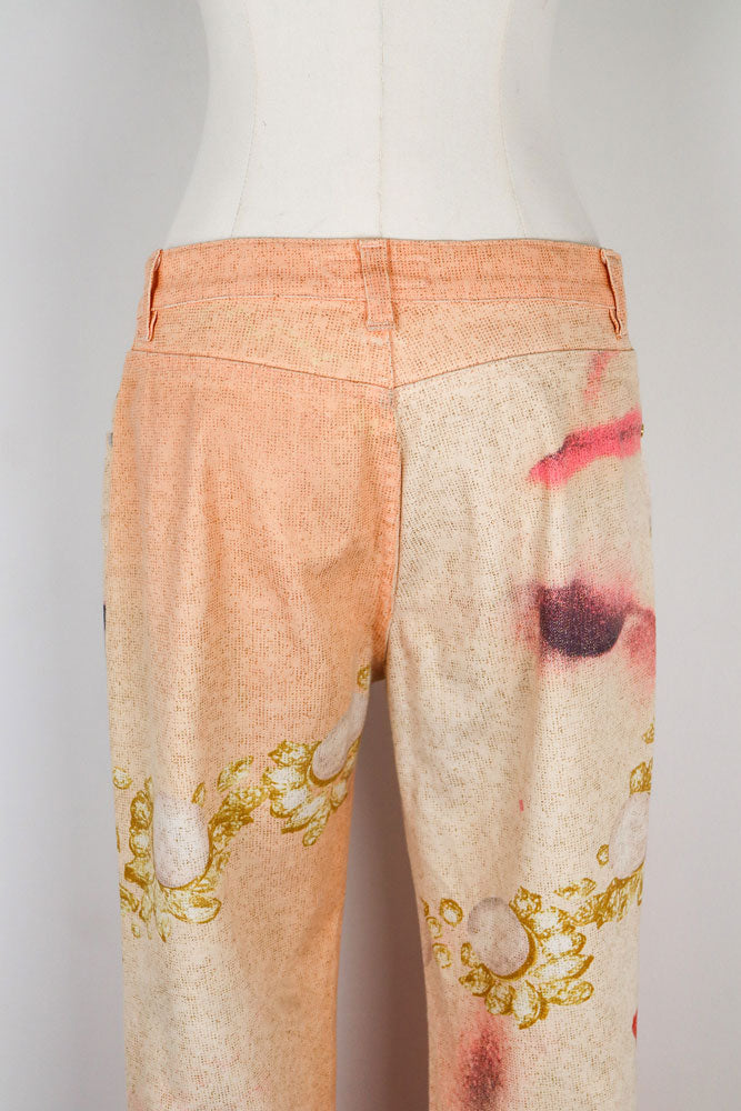 Roberto Cavalli 2001 Eye and Rose Printed Jeans – 30