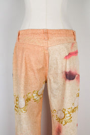 Roberto Cavalli 2001 Eye and Rose Printed Jeans – 30