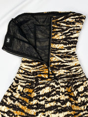 D&G Dolce & Gabbana 2000s Tiger Print Ruched Strapless Mini Dress - S
