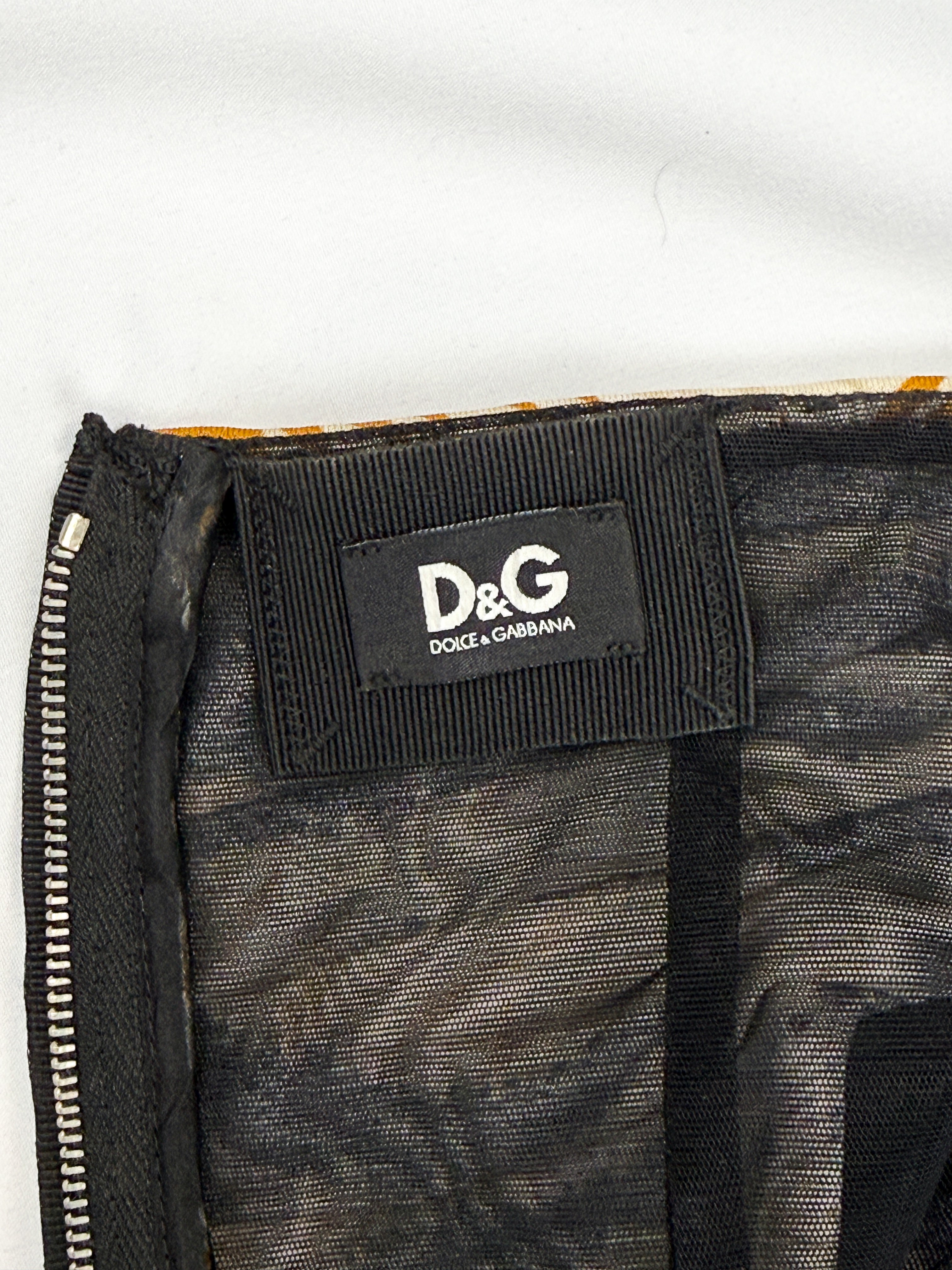 D&G Dolce & Gabbana 2000s Tiger Print Ruched Strapless Mini Dress - S