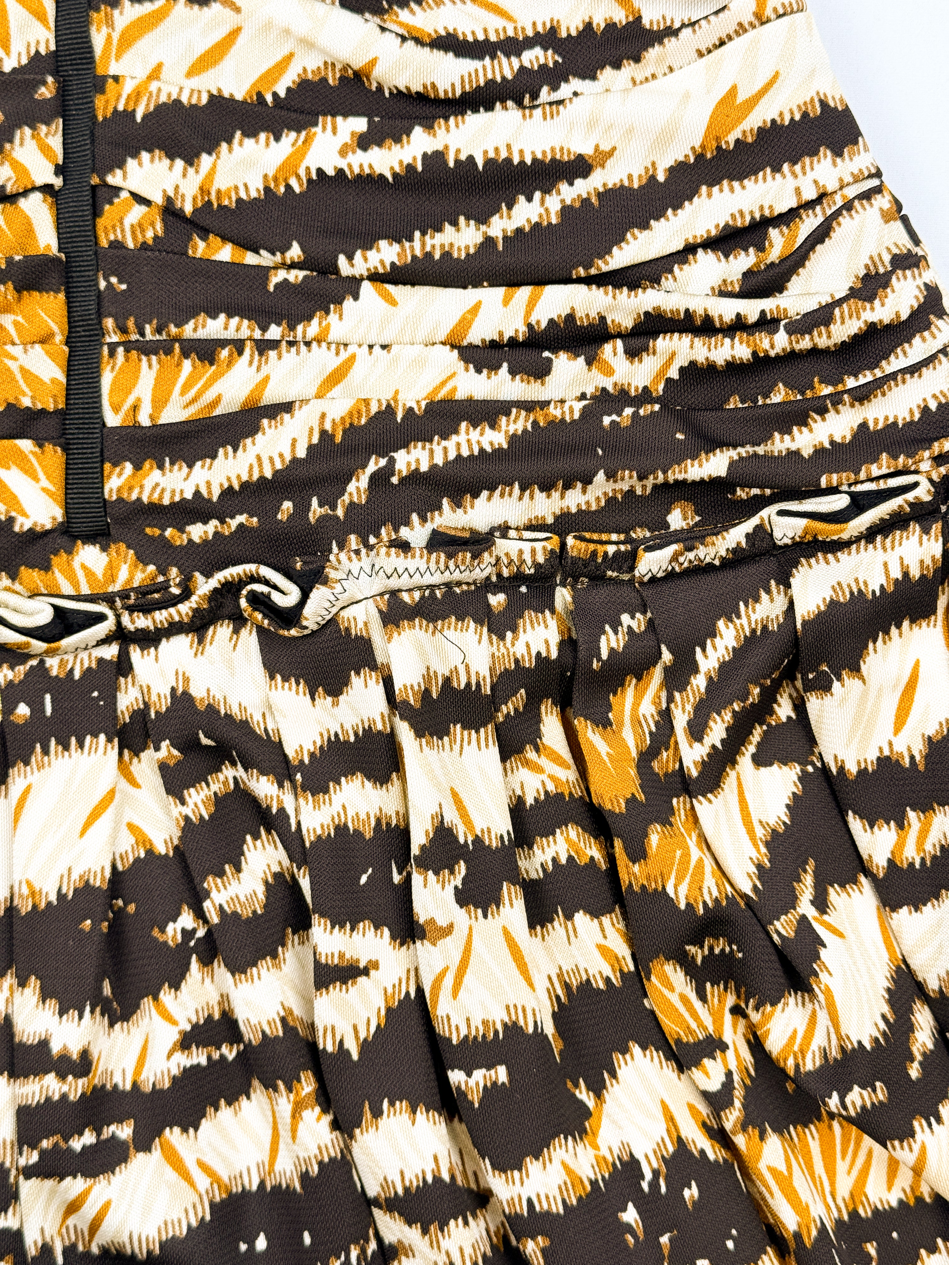 D&G Dolce & Gabbana 2000s Tiger Print Ruched Strapless Mini Dress - S