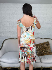 Blumarine 2000s Multicolor Africa Print Sleeveless Dress
