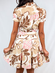 Fornarina 2000s Brown & Pink Denim Jacket & Skirt Set - XS