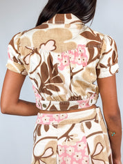 Fornarina 2000s Brown & Pink Denim Jacket & Skirt Set - XS