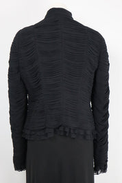 Luisa Spagnoli Black Silk Ruched Bow Jacket – L
