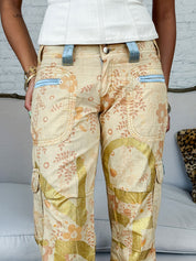 Custo Barcelona 2000s Gold Graphic Cargo Pants