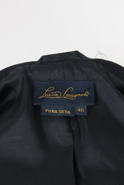 Luisa Spagnoli Black Silk Ruched Bow Jacket – L