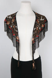 Sharmark Las Vegas 1994 Beaded Mesh Fringe Shawl