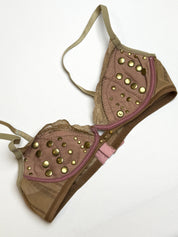 Gold 2000s Studded Lace Bralette - XS/S