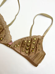 Gold 2000s Studded Lace Bralette - XS/S